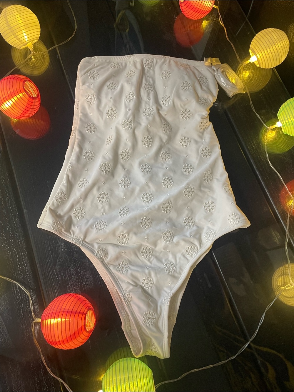 Shade & Shore White Eyelet One-Piece Swimsuit